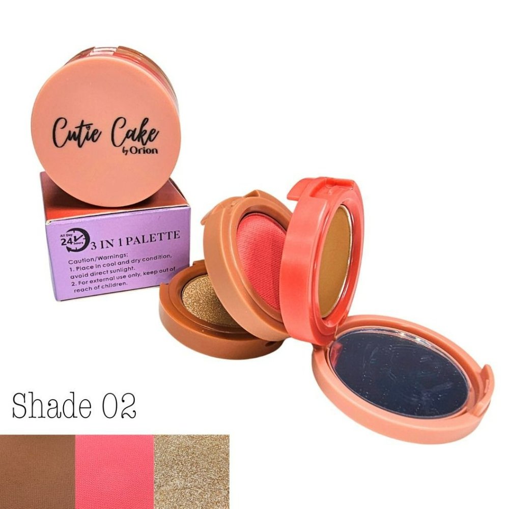 Cutie Cake Mini Eyeshadow Palette Highlighter Contour Blush Makeup Set #02
